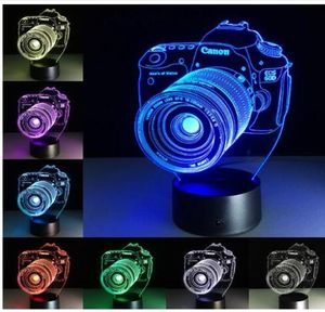 Nieuwigheid Geschenken 3D Acryl Entertainment camera illusie LED Lamp USB Tafellamp RGB Nachtlampje Romantische Nachtkastje Decoratie lamp5109889