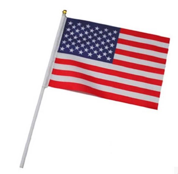 Articles de nouveauté 10PCS American Stick Flags Hand Waving Flag USA 5x8 pouces Handheld Mini Flag Flagpole 30cm American Independence Day Home Decor Z0411