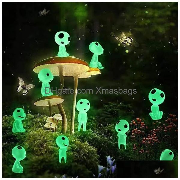 Artículos de novedad 10 unids árbol luminoso elfo micro paisaje decoración de personajes al aire libre brillando en miniatura jardín estatua planta en maceta inve dhcgx