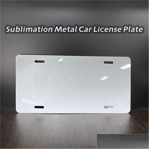 Articles de nouveauté 12X6Inches Sublimation Plaque d'immatriculation de voiture en métal Transfert de chaleur Consommables vierges Impression Diy Aluminium Z11 Drop Delivery Dhzly