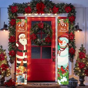 Articles de nouveauté 1set Décorations de Noël 2024 Bannière de porte Joyeux Père Noël Bonhomme de neige Fournitures suspendues Année Maison Décor de Noël Noel 231130