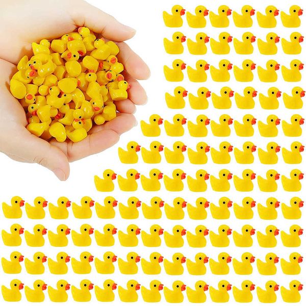 Articles de nouveauté 200 PCS Mini Résine Canards Décoration Jaune Minuscules Canards Miniature Ornement pour Fée Jardin Paysage Aquarium Dollhouse G230520