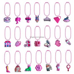 Articles de nouveauté 21pcs Cartoon Keychain Perle Keeschains Pink Charm Key Ring Hanging Chain Bijoux Accessoires pour sacs Girls Bracelet Sh Oteai