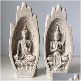 Articles de nouveauté 2pcs mains scptures statue de bouddha moine figurine Tathagata Inde yoga décoration de la maison accessoires ornements goutte T200331 Dhqaj