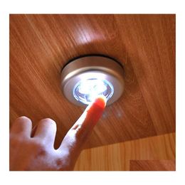 Articles de nouveauté 3 Led alimenté par batterie sans fil Night Light Stick Tap Touch Push Security Closet Cabinet Kitchen Wall Lamp Drop Deliver Ot7Qa