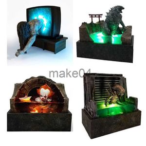 Nieuwheid items 3D Model Horror Movie Sculpture Illumined Halloween Decorations Resin Figuur Craft Craft Ornament Home Decoration Collection Gifts J230815