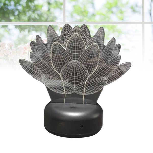 Articles de nouveauté Lumière visuelle 3D Plantes succulentes Illusion USB Acrylique Base de commutateur tactile LED Lampe colorée Ornement de bureau - Batterie