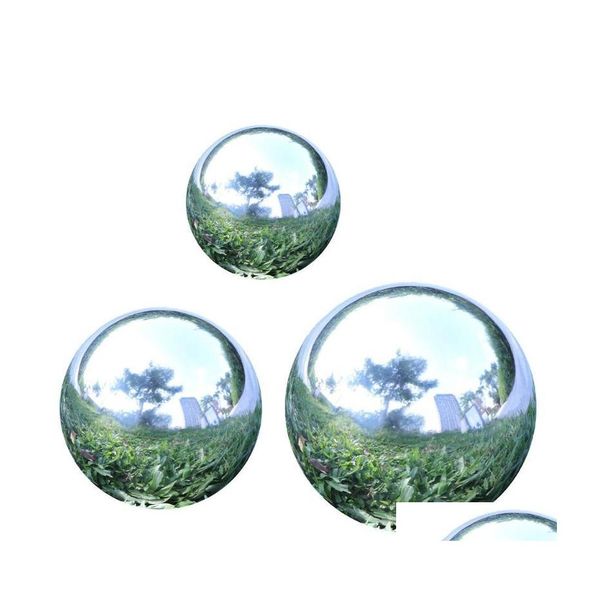 Artículos novedosos 3 Unids Esfera de Espejo de Acero Inoxidable Bola de Jardín Bolas de Mirada Pulido Hueco Hogar El Ornamento Decoración Entrega de Gota Dho6V
