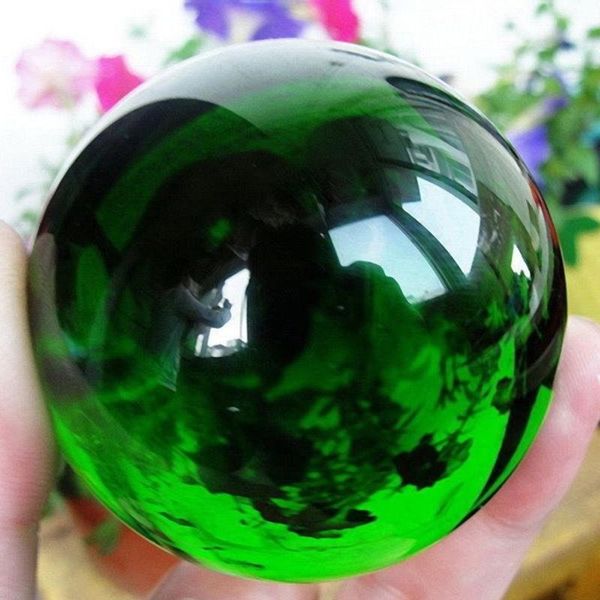 Articles de fantaisie 40MM Asiatique Rare Naturel Vert K9 Boule de Cristal Sphère Magique Pierre de Guérison Décor