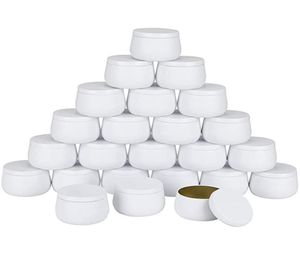Nieuwe items 4oz witte ronde kaarsen tin pot met deksels handgemaakte metalen blikjes container voor doe -het -zelf maken 5 kleuren snoepopslag 2302024678112