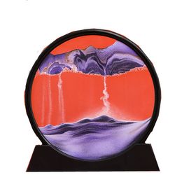 Nieuwe items 7inch Hourglas 3D Art Painting Moving Sand Art Picture Round Glass Sandscape in Motion Display Flow Frame Home Decor