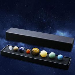 Nieuwigheid Items 8 stks Zonnestelsel Acht Planeten Kristal Agaat Jade Materiaal Planeet Ore Specimen Box Ball Pendulum Gift Verpakken Goede Geschenken