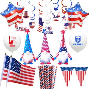 Articles de fantaisie Amawill USA 4 juillet Décoration du jour de l'indépendance des États-Unis Drapeau national Ballons en feuille Suspendus Swirl Decor American Birth Z0411