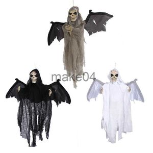 Artículos novedosos Flying Hanging Ghost con ojos rojos Sound de miedo y movimiento para decoraciones de Halloween J230815