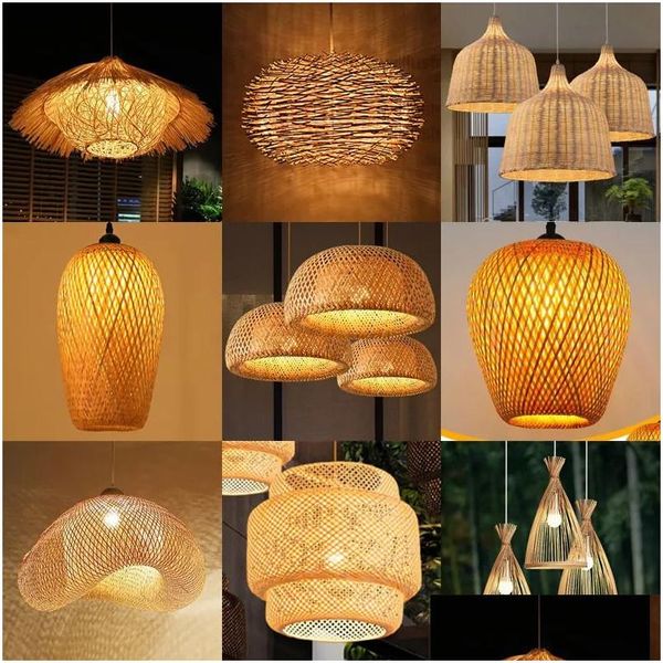 ARTICLES DE NOUVELLES BAMBOO Lampe suspendue Plafond Plafond Light Rootan Wicker Luster Hand Trewing Suspended 18 19 30 Home Dining Bed Ro Dhrhp