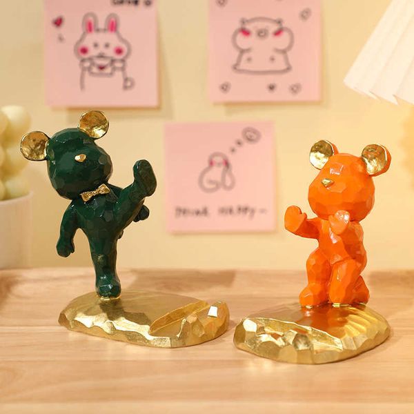 Articoli di novità Orso Scultura Supporto per telefono cellulare Simpatico orso Accessori da scrivania Accessori per la casa Kawaii Accessori per telefoni cellulari creativi G230520