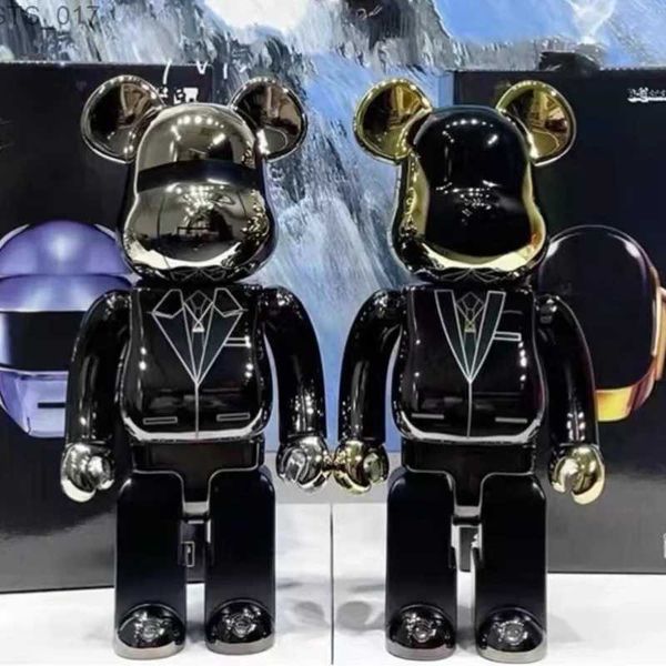 Artículos de novedad Bearbricks 400% 1000 Cyberpunk Daft Punk Joint Bright Face Violation Bear Collection Estatua de oso decorativa ModelL2403