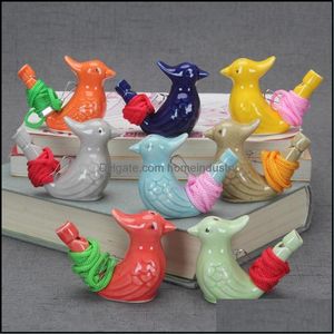 Articles de nouveauté Forme d'oiseau Sifflet Enfants Céramique Eau Ocarina Chanson Chirps Bathtime Enfants Jouets Cadeau Noël 8 Couleurs Drop Livraison Dhrmg