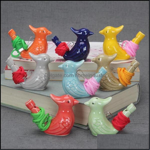 Artículos novedosos Forma de pájaro Silbato Niños Cerámica Agua Ocarina Canción Chirps Hora del baño Juguetes para niños Regalo Navidad 8 colores Entrega directa Dhrmg