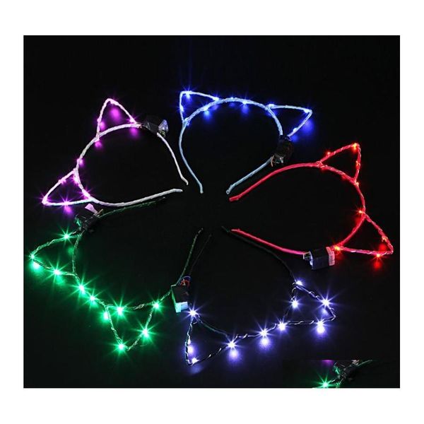 Articles de fantaisie Oreille de chat Led Bandeau Cheveux Cerceau Bande Lumière Anniversaire Fête De Mariage Accessoires Chapeaux Décorations De Mascarade Mignon 5Yk Otiuw