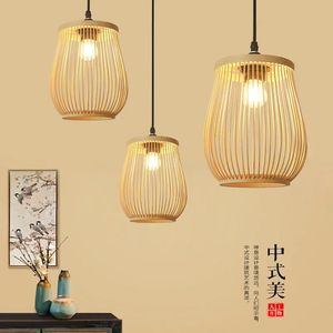 Noviteiten Chinese rotan rieten hanglamp glans bamboe houten kroonluchter plafondlamp handgemaakt E27 voor thuis wonen Ding bed kamer decor 231123