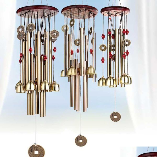 Artículos de la novedad Monedas tradicionales chinas Feng Shui Wind Chime Bell Colgante de metal para la buena suerte Fortuna Home Hanging Decor Gift T20070 Dhnuh