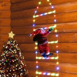 Artículos novedosos Decoraciones navideñas Luces de escalera con muñeco de Papá Noel para ventanas interiores y exteriores Jardín Árbol de Navidad Decoración colgante Lámpara de cadena 231214