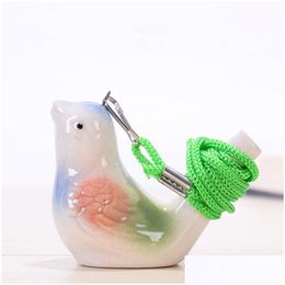 Articles de nouveauté Creative Water Birds Sifflet Argile Oiseau Céramique Glacé Chanson Chirps Temps de Bain Enfants Jouets Cadeau Noël Fête Faveur Accueil De Dhmhh