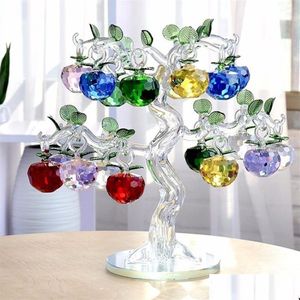 Nouvelles articles Crystal Bpple Tree Ornement Fengshii Glass Crafts Home Decor Figurines Année de Noël Cadeaux Souvenirs Ornements C02202 DH75P