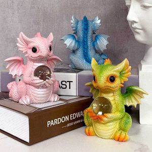 Articles de nouveauté Mignon Dragon Sculpture Mini Animal Boule D'éclairage Entrée À La Maison Chambre Des Enfants Bureau Artistique Ornements Décoratifs P230428