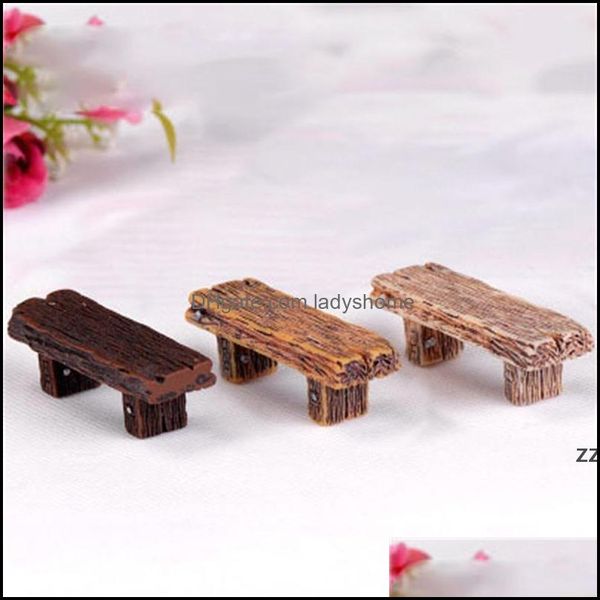 Articles de nouveauté Décor Maison Jardin3Pcs Mignon Chaise En Bois Tabouret Fée Jardin Miniatures Décor Couple Banc Action Figurine Diy Micro Gnome Ter