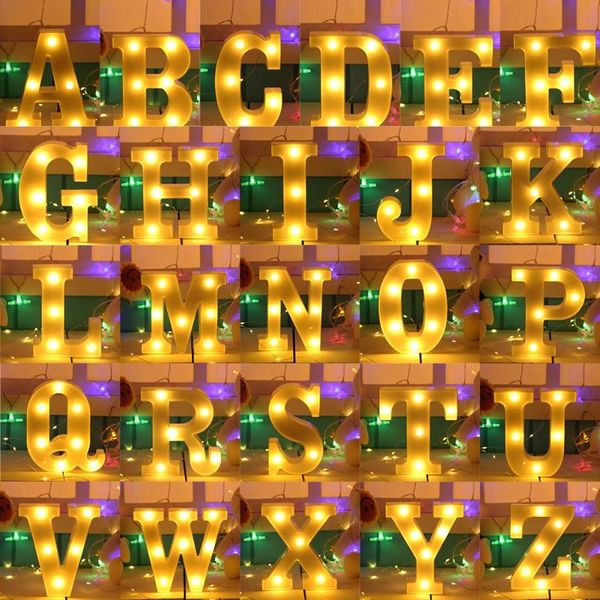 Nouveauté articles bricolage 26 anglais lettre LED veilleuse chapiteau signe Alphabet 3D tenture murale maison mariage fête d'anniversaire décor