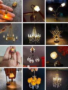 Nouveauté Articles Dollhouse Miniature Lampe Lampe De Table Mini Peut Être Mur Lumineux DollHouse Lampe Décor Accessoires Dollhouse Meubles Jouets G230520