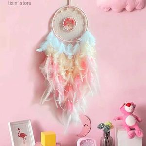 Articles de nouveauté Dream Catcher Wind Chimes Home Craft Dreamcatcher Ornement Suspendu Boho Chambre Décoration Cadeau À La Main Plume Arbre De Vie T240309