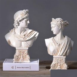 Articles de nouveauté Européenne Anna Apollo Plâtre Tête Figure Art Scpture Décor Rétro Figurine Personnage Résine Statue Maison Ornement R5252 T20 Dhnxd