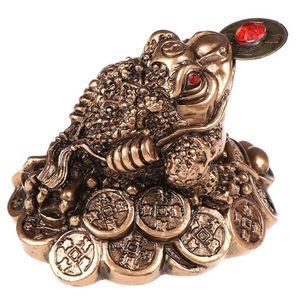 Nouveauté Articles Feng Shui Argent Pièce Crapaud Figurine Statue LUCKY Fortune Richesse Or Grenouille Décoration De Table Ornement pour Bureau Maison Bureau Décor G230520