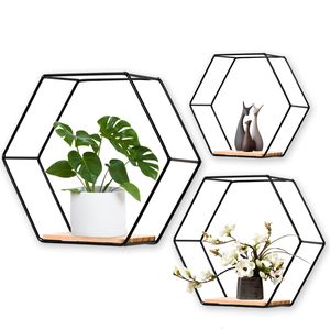 Novelty Items Floating Wall Shelf Sundries Storage Holder Living Room Home Decoration Mounted Hexagon Handicraft Display Rack 230707