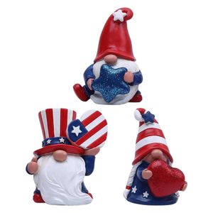 Nieuwe items Gnome ornament American Independence Day Decoratie Hars Statue Dolls 4 juli Veterans Day Memorial Day Pasen Gift Z0411