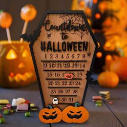 Nieuwe items Halloween Advent Countdown Calendar Diy Moving houten familie muur hangende afneembare decoraties thuis decor vakantie ornament J230815