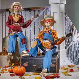 Nieuwe items Halloween geanimeerde banjo skeletten Halloween gloeiende skeletdecoratie J230815