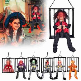 Nieuwe items Halloween Cage Ghostes Hangende decoratie Scary Skulles Actie Geactiveerde gevangenis Gevangene Rekwisieten Grappig groot standbeeld Sculptuur J230815