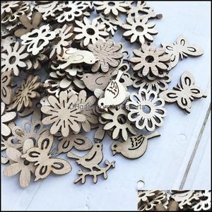 Articles de fantaisie Décor à la maison Jardin Bricolage Copeaux de bois naturel Père Noël Arbre de Noël Ornement Charme Enfants Cadeau Bonhomme de neige Forme Décoration Dr