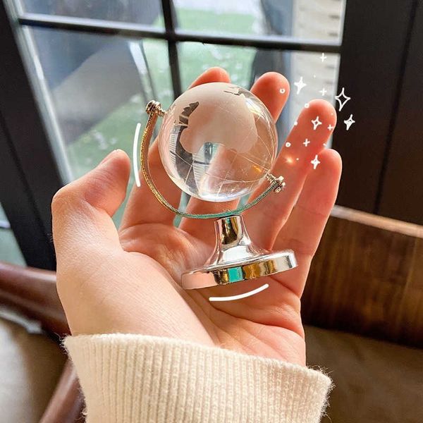 Nouveauté Articles Ins Mini Globe De Cristal Transparent Globe Terrestre Boule De Verre Miniature Ornement Jouets Éducatifs Décor À La Maison Cadeau Bureau Décoration G230520