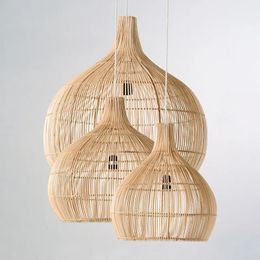 Novidade Itens Japonês Handmade Rattan Tecido Pendent Lamp Homestay Tea House Rural Retro Decorativo Luminárias Creative Designer Art 231123