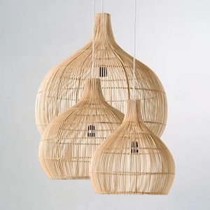 Articles de nouveauté Japonais à la main en rotin tissé lampe suspendue chez l'habitant maison de thé Rural rétro luminaires décoratifs créatif Designer Art 231123