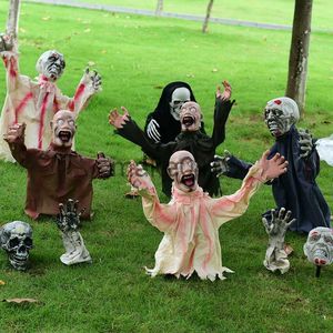 Nieuwheid items Large Electric Swing Ghost Voice Control Scary Doll Scream Zombie Horror Decor Halloween Decoration Ground Insert Buiten Garden J230815