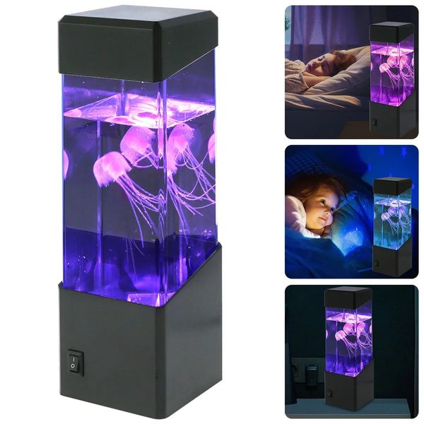 Neuheiten: LED-Quallenlampe, USB/Batterie, simuliertes Quallen-Nachtlicht, mehrfarbig wechselnde Aquarium-Lampe, dekorative Tischleuchte 231216