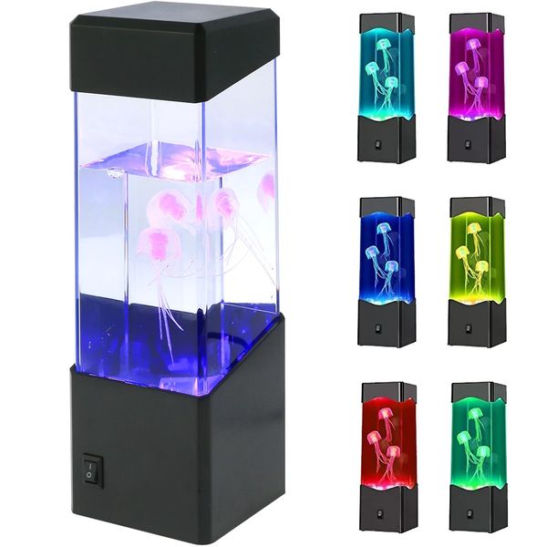 Articles de nouveauté LED lampe méduse USB alimenté par batterie veilleuse multi couleur changeante réservoir d'aquarium simulé ambiant 231216
