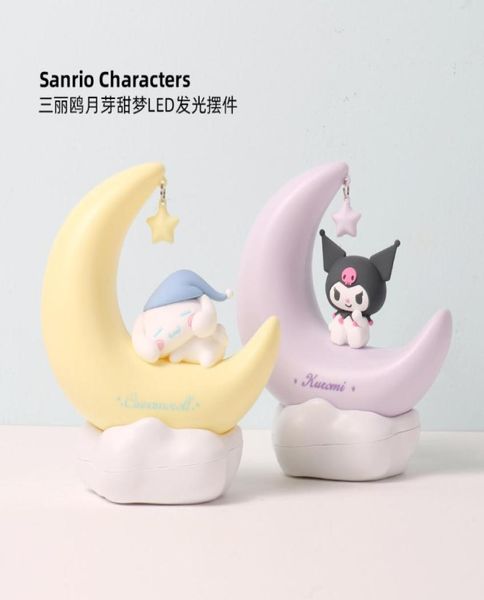 Articles de nouveauté LED Romantique Kuromi Lumière Chambre Décoration Lune En Forme de Veilleuse Anime Cinnamoroll Mignon Poupée Lampe de Bureau Enfants Cadeau 3156559