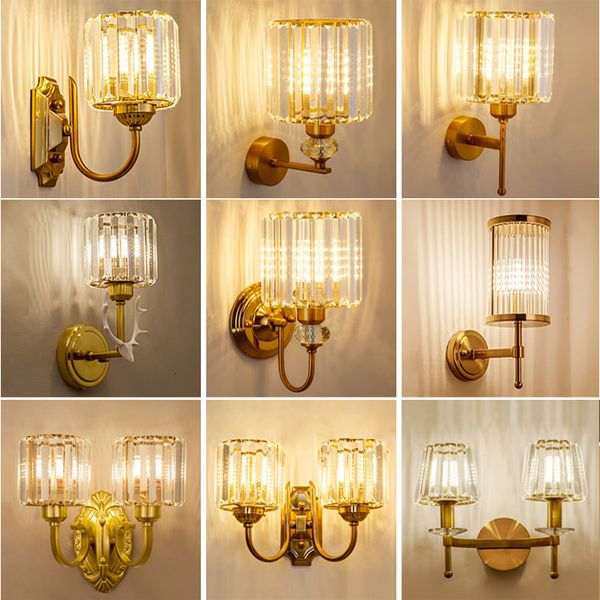 Artículos novedosos Lámpara de pared de cristal de lujo Luz Retro vintage junto a la cama sala de estar decoración del arte iluminación del hogar lámpara de pared decoración de pared lámpara de pared LED 230804